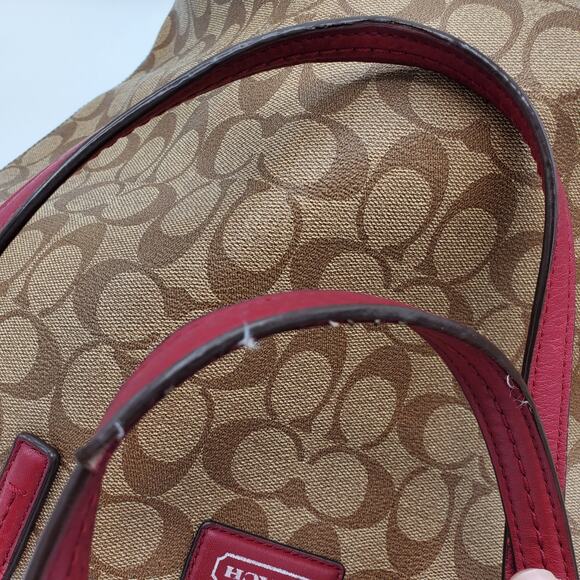 Coach Park Metro Signature Coated Canvas Tote Leather Handbag Shoulder Purse - Picture 11 of 13